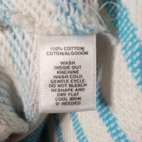 Lou & Grey Blue White Stripe Cotton French Terry Midi Length Dress Size Small - Picture 9 of 9